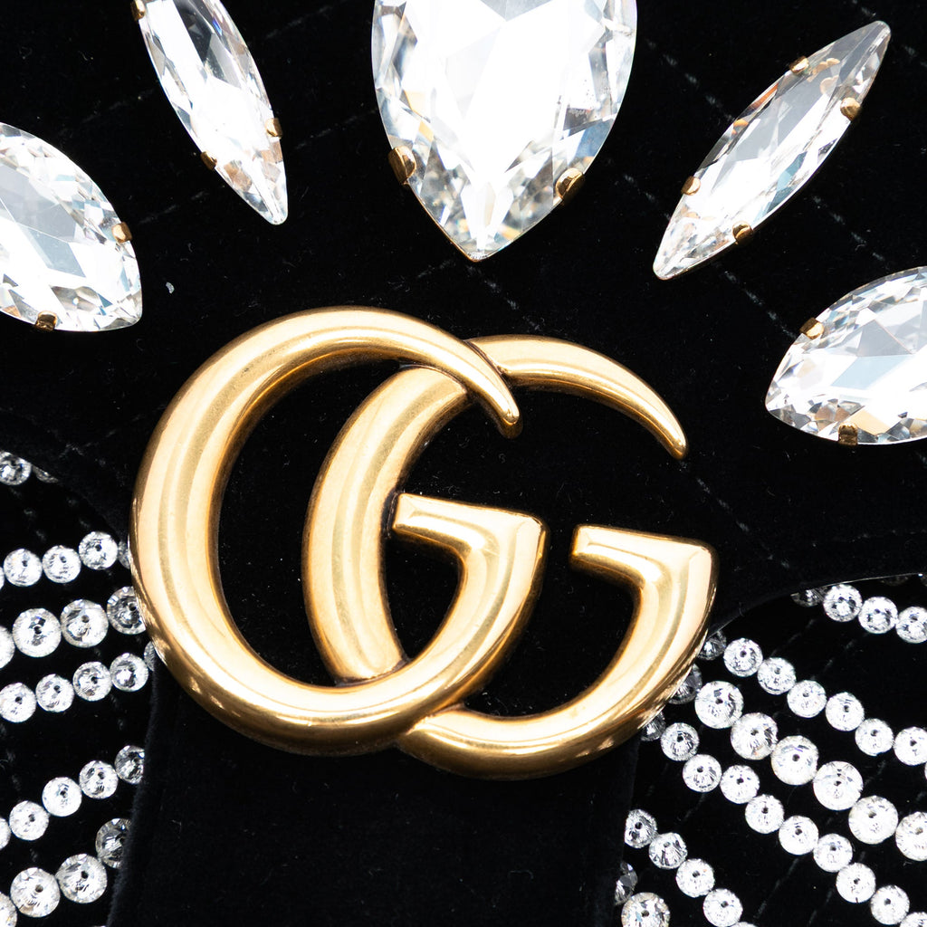 GG Marmont Flap Bag Embellished Matelasse Velvet Small