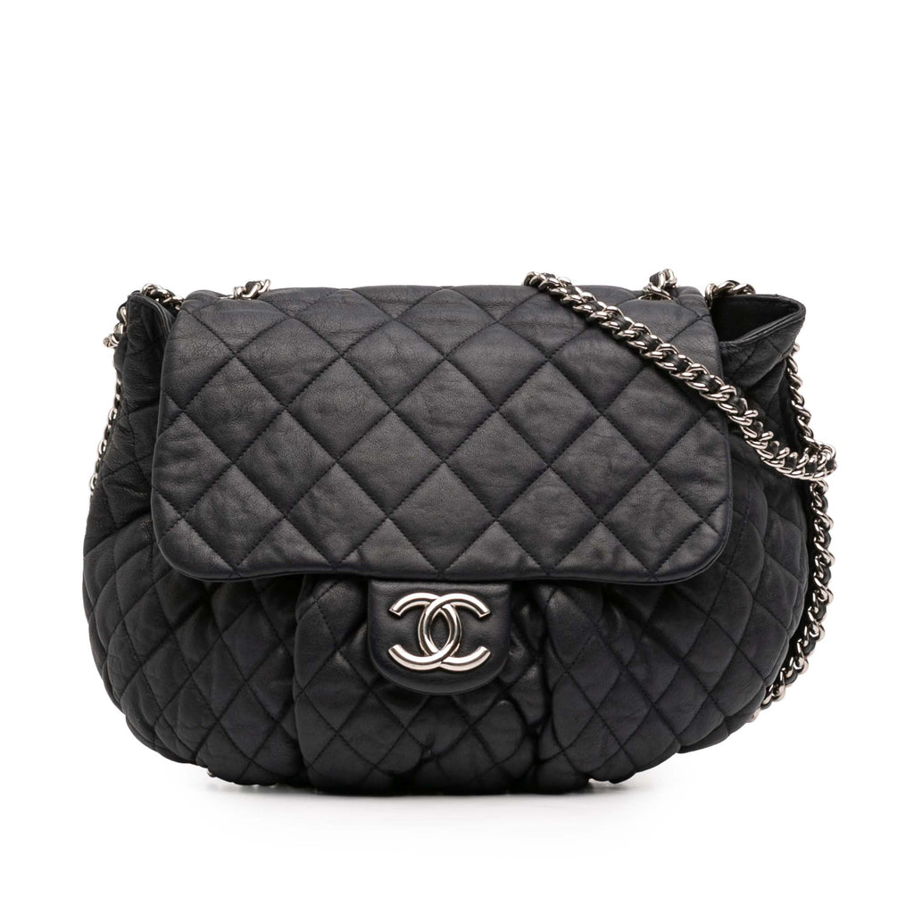 Chain Around Flap Bag Quilted Leather Large