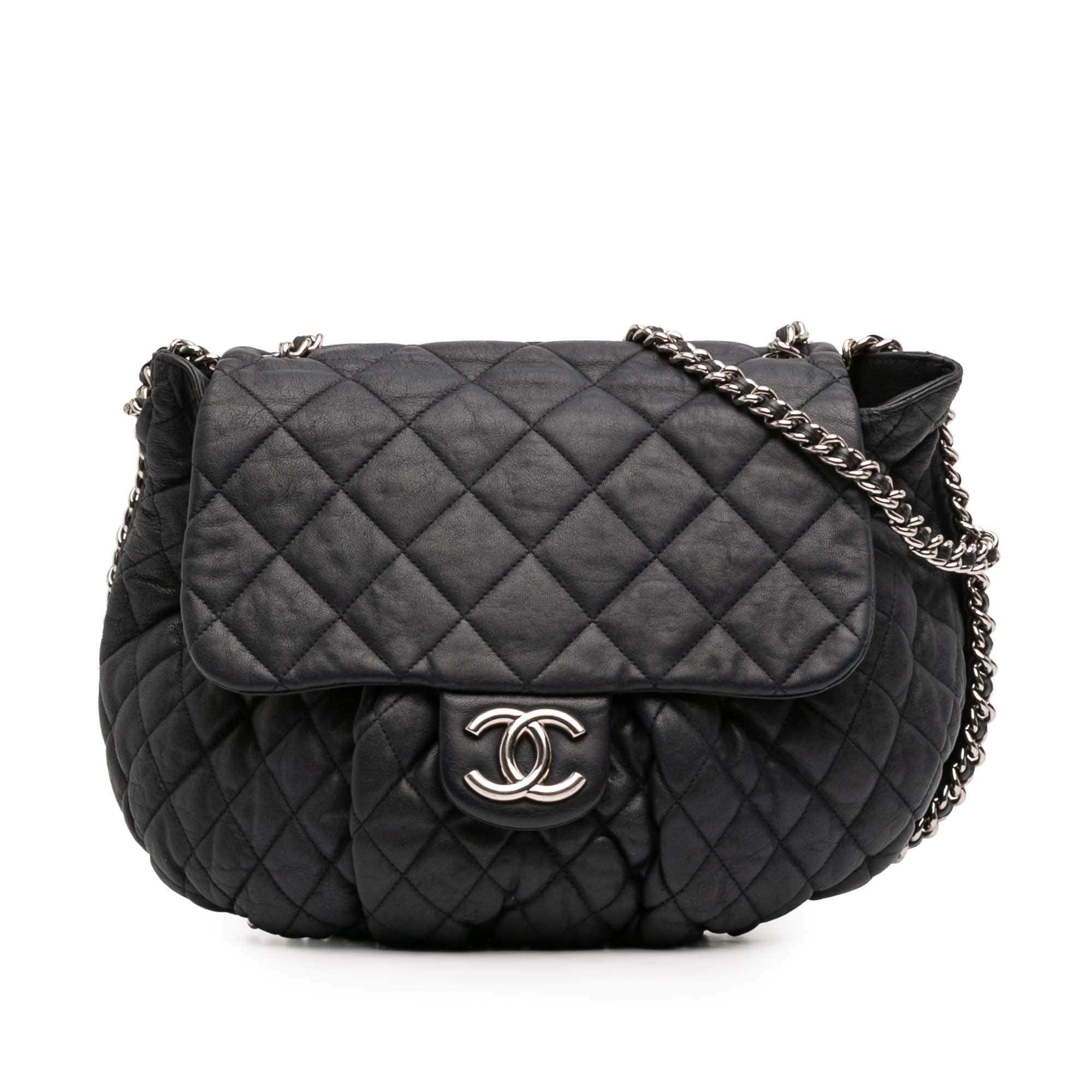 Chain Around Flap Bag Quilted Leather Large