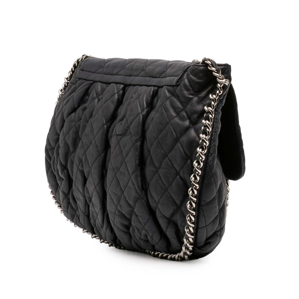 Chain Around Flap Bag Quilted Leather Large