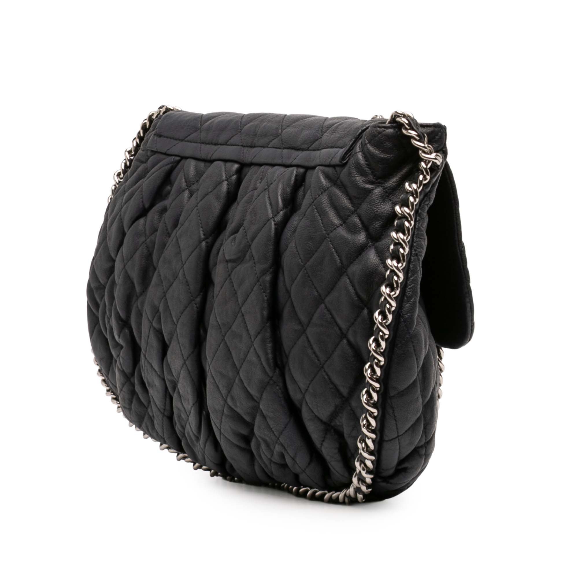 Chain Around Flap Bag Quilted Leather Large