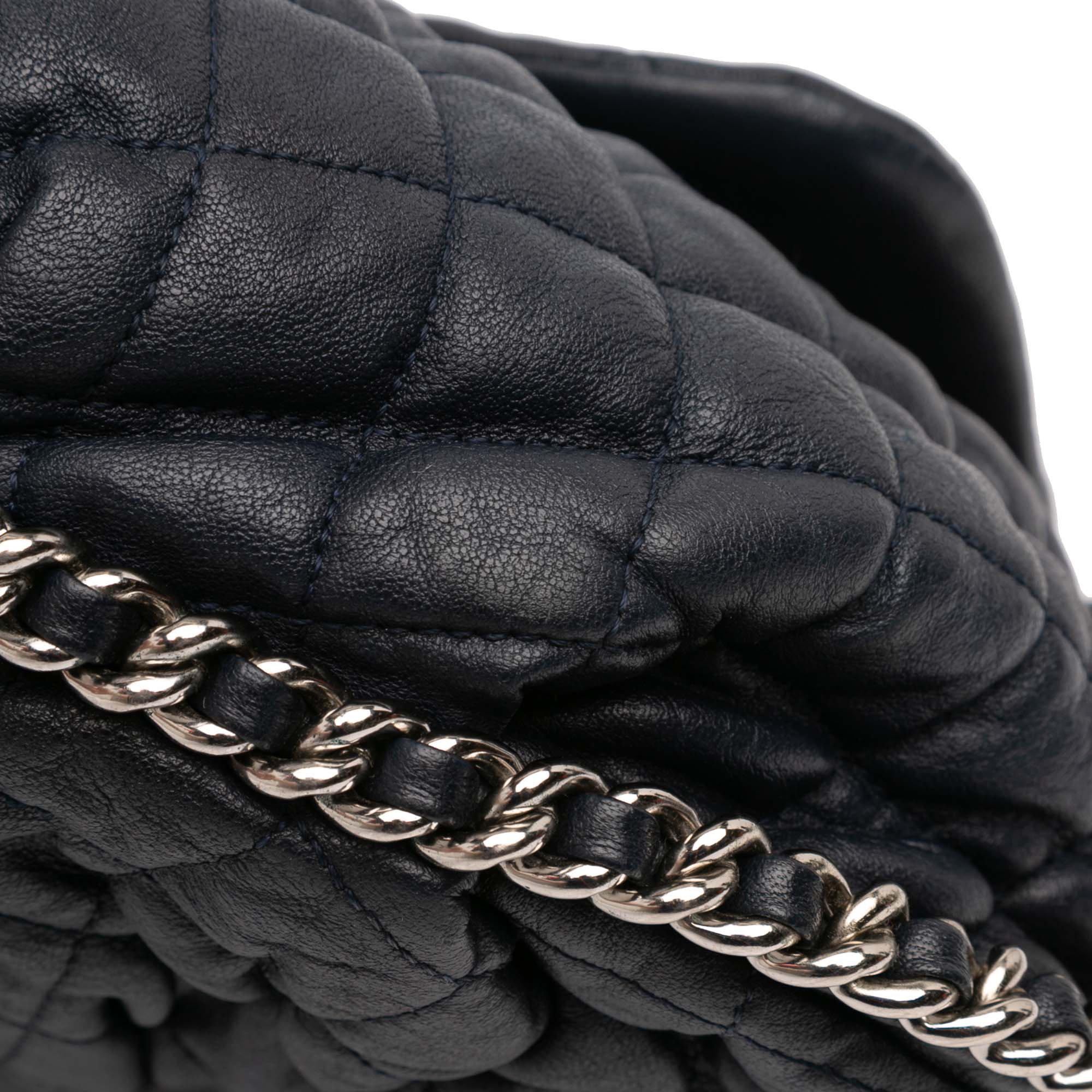 Chain Around Flap Bag Quilted Leather Large
