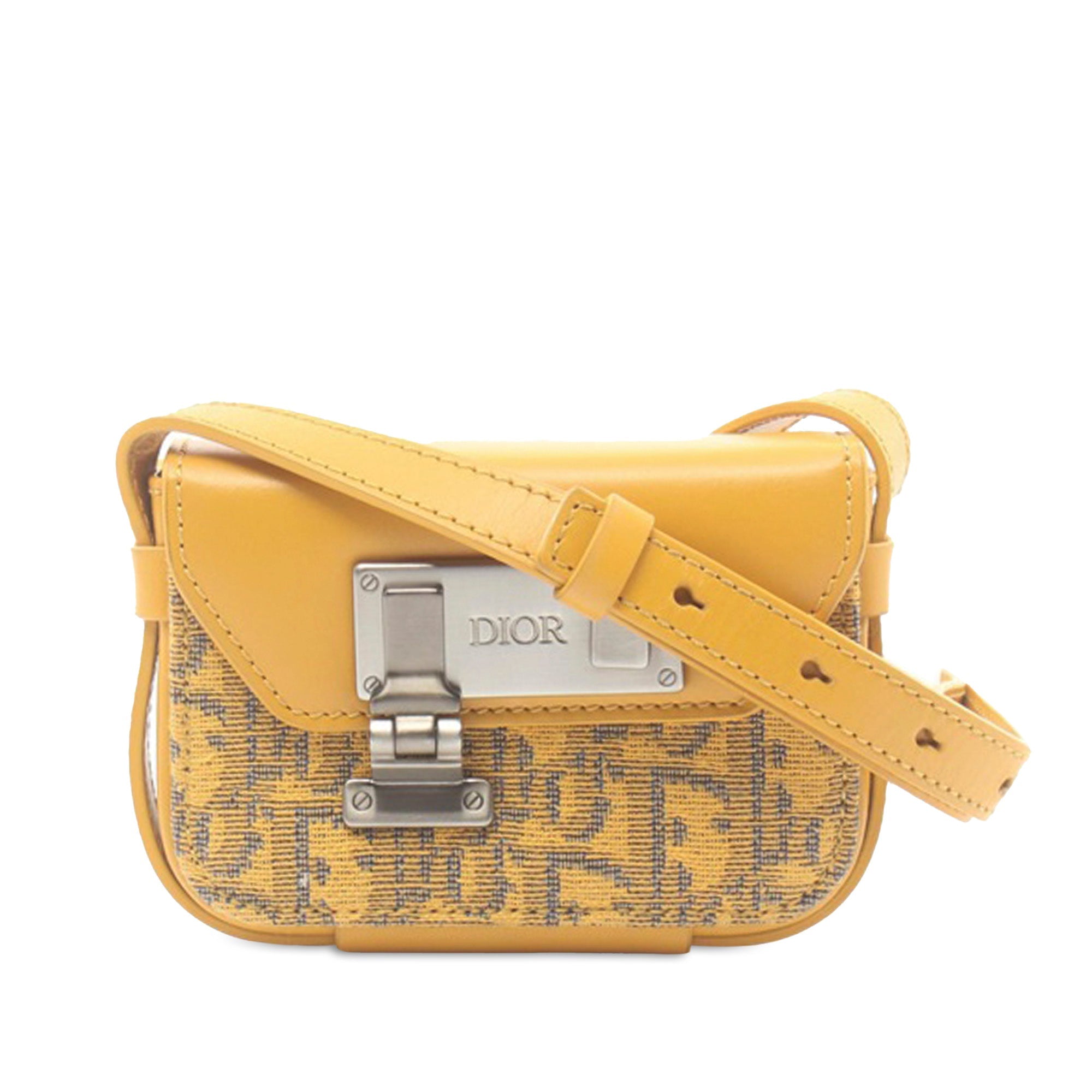 Clasp Lock Messenger Pouch Oblique Canvas and Leather
