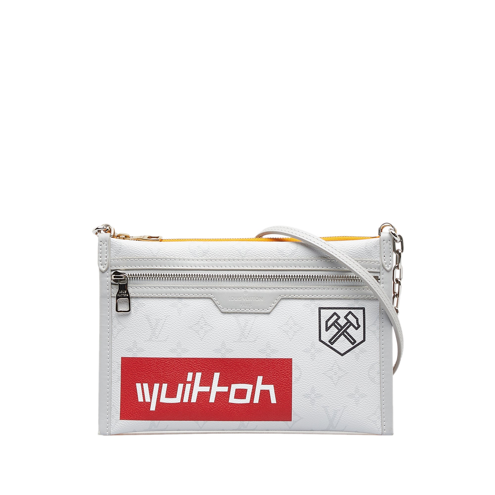 Double Flat Messenger Bag Limited Edition Logo Story Monogram Canvas and Denim