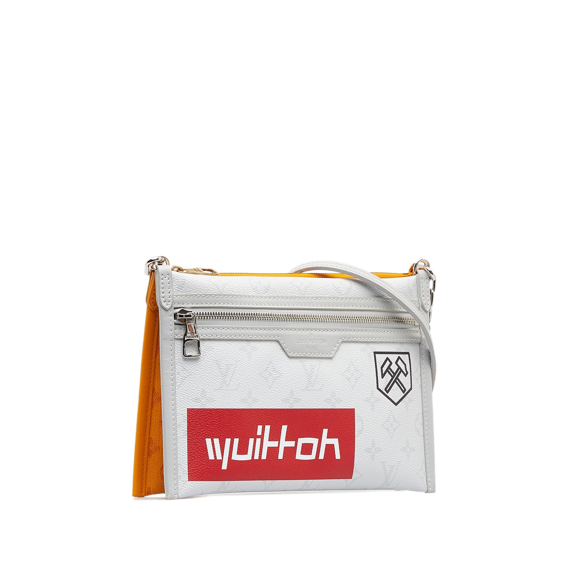 Double Flat Messenger Bag Limited Edition Logo Story Monogram Canvas and Denim