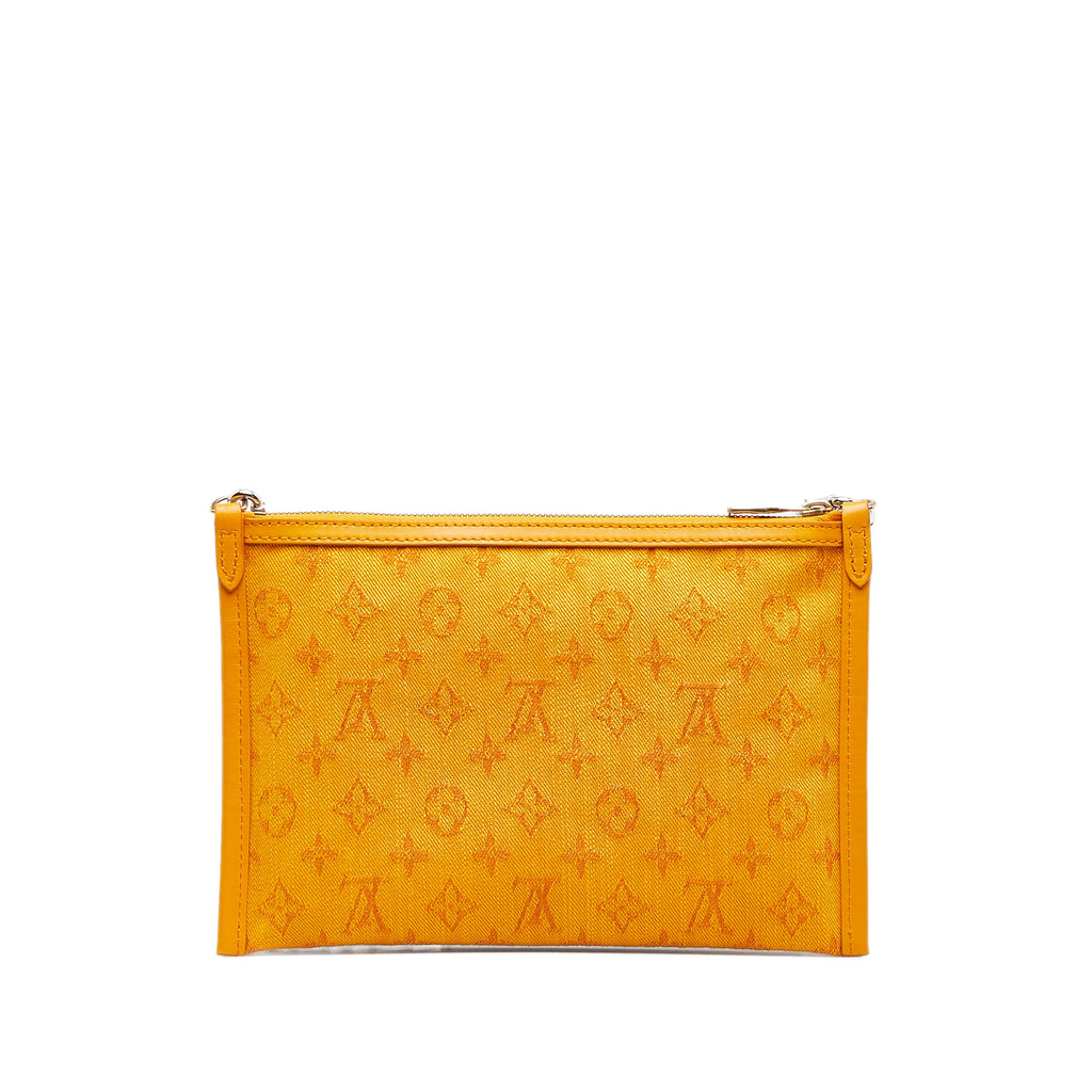 Double Flat Messenger Bag Limited Edition Logo Story Monogram Canvas and Denim