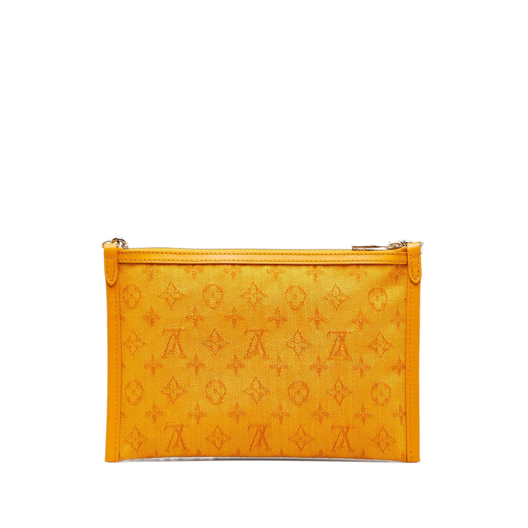 Double Flat Messenger Bag Limited Edition Logo Story Monogram Canvas and Denim