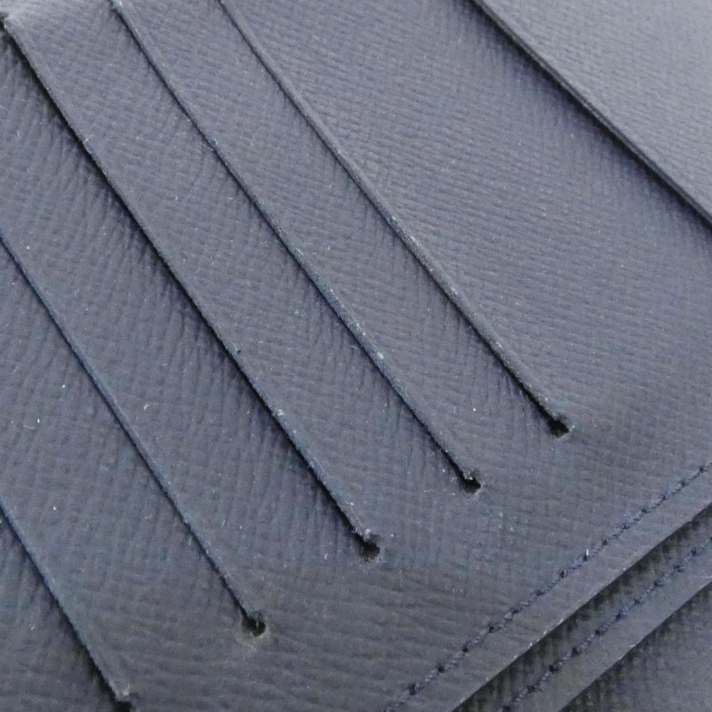 Louis Vuitton Navy Black Leather Long Wallet (Bi-Fold) (Pre-Owned)
