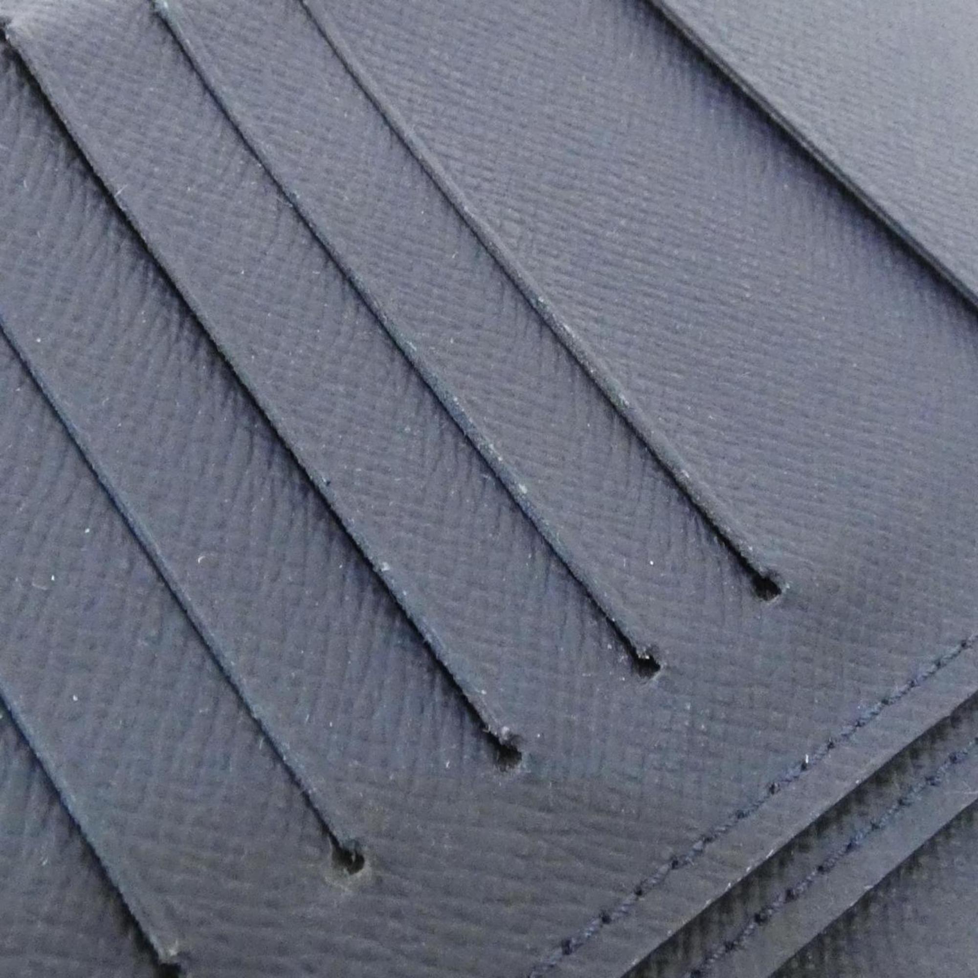 Louis Vuitton Navy Black Leather Long Wallet (Bi-Fold) (Pre-Owned)