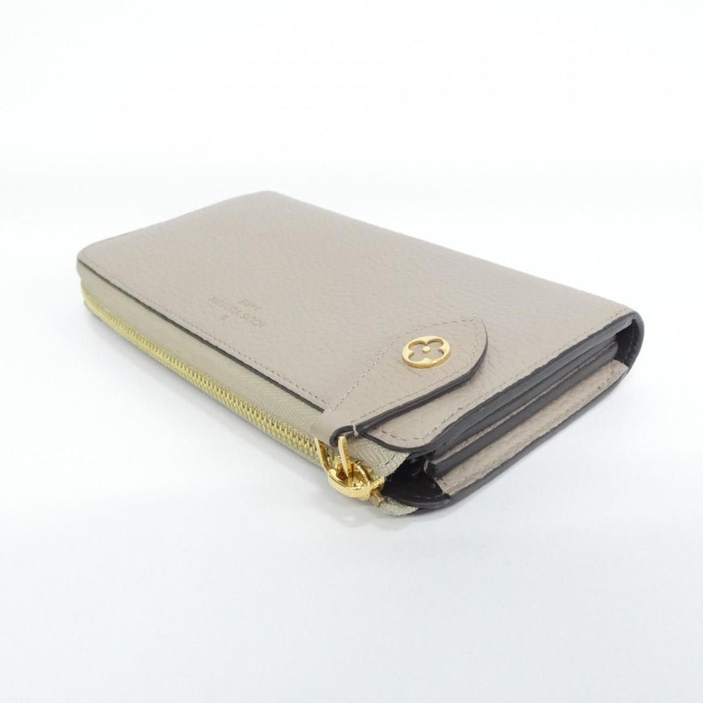 Louis Vuitton Beige Leather Long Wallet (Bi-Fold) (Pre-Owned)
