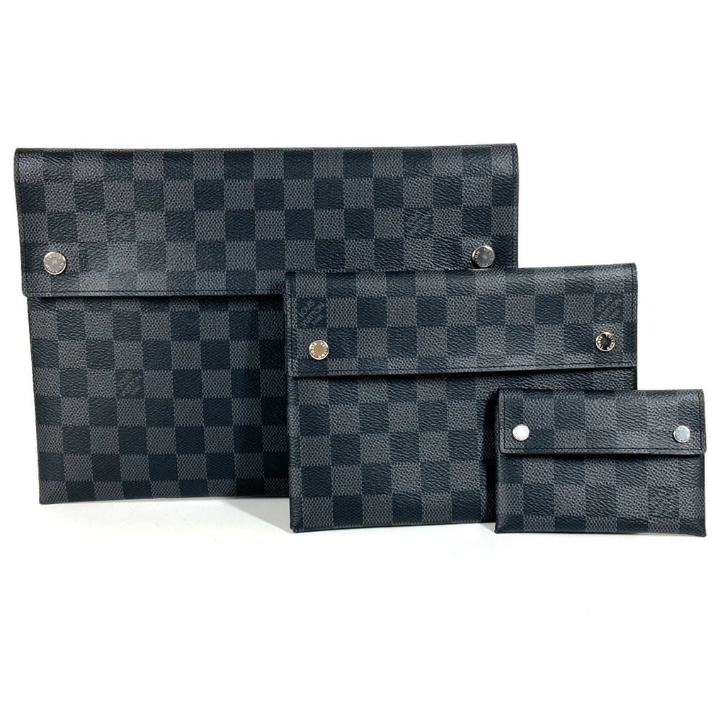 Louis Vuitton Black Blue Damier Graphite Clutch Bag Pouch (Pre-Owned)