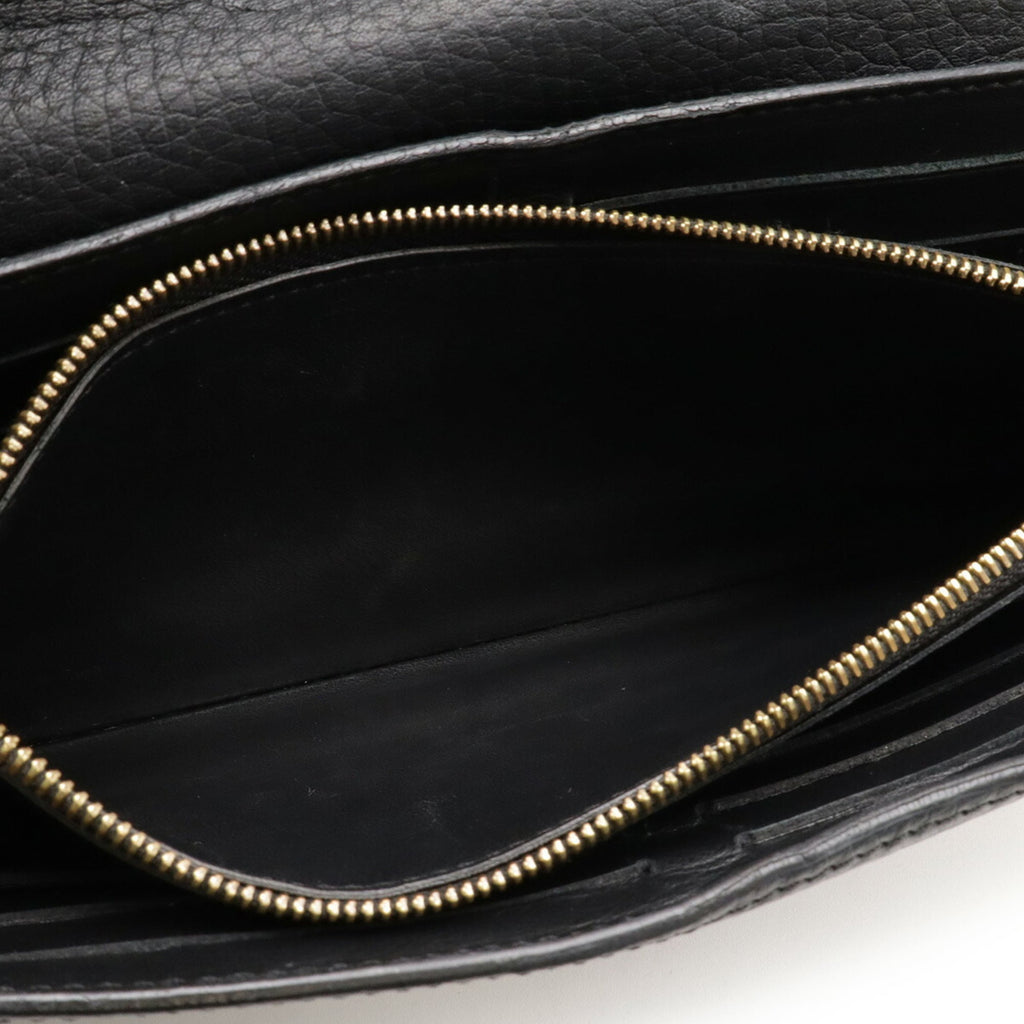 Louis Vuitton Black Noir Leather Long Wallet (Bi-Fold) (Pre-Owned)