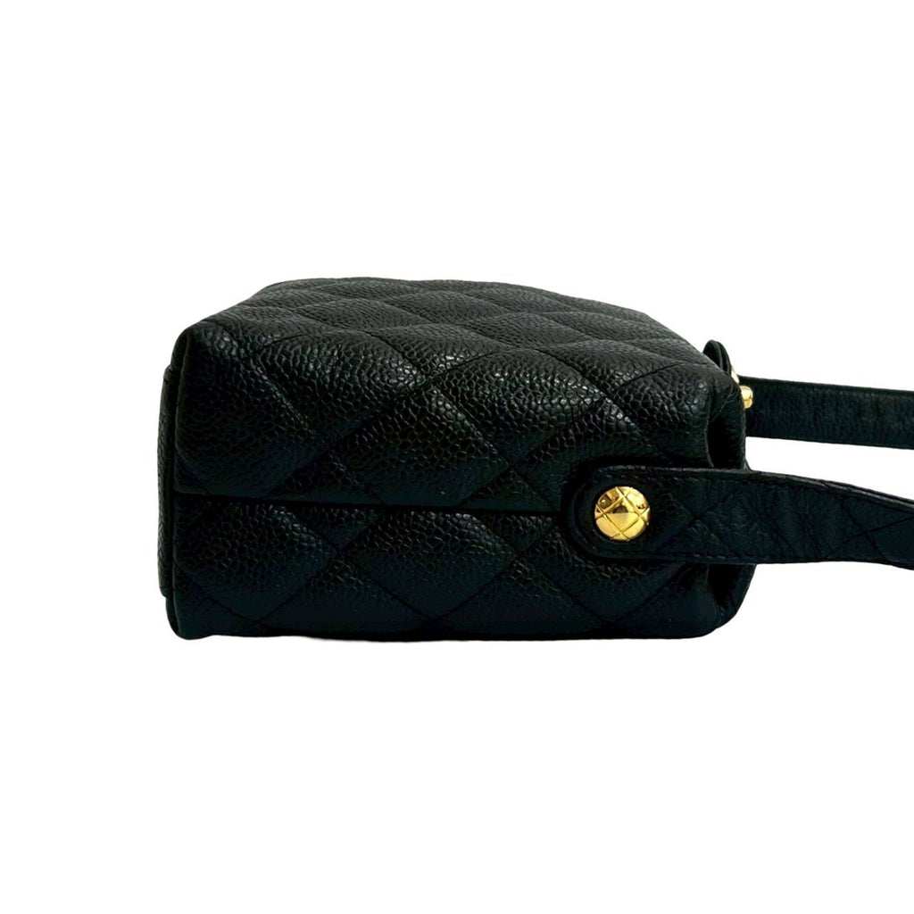 Vintage CC Flap Shoulder Bag Quilted Caviar Small