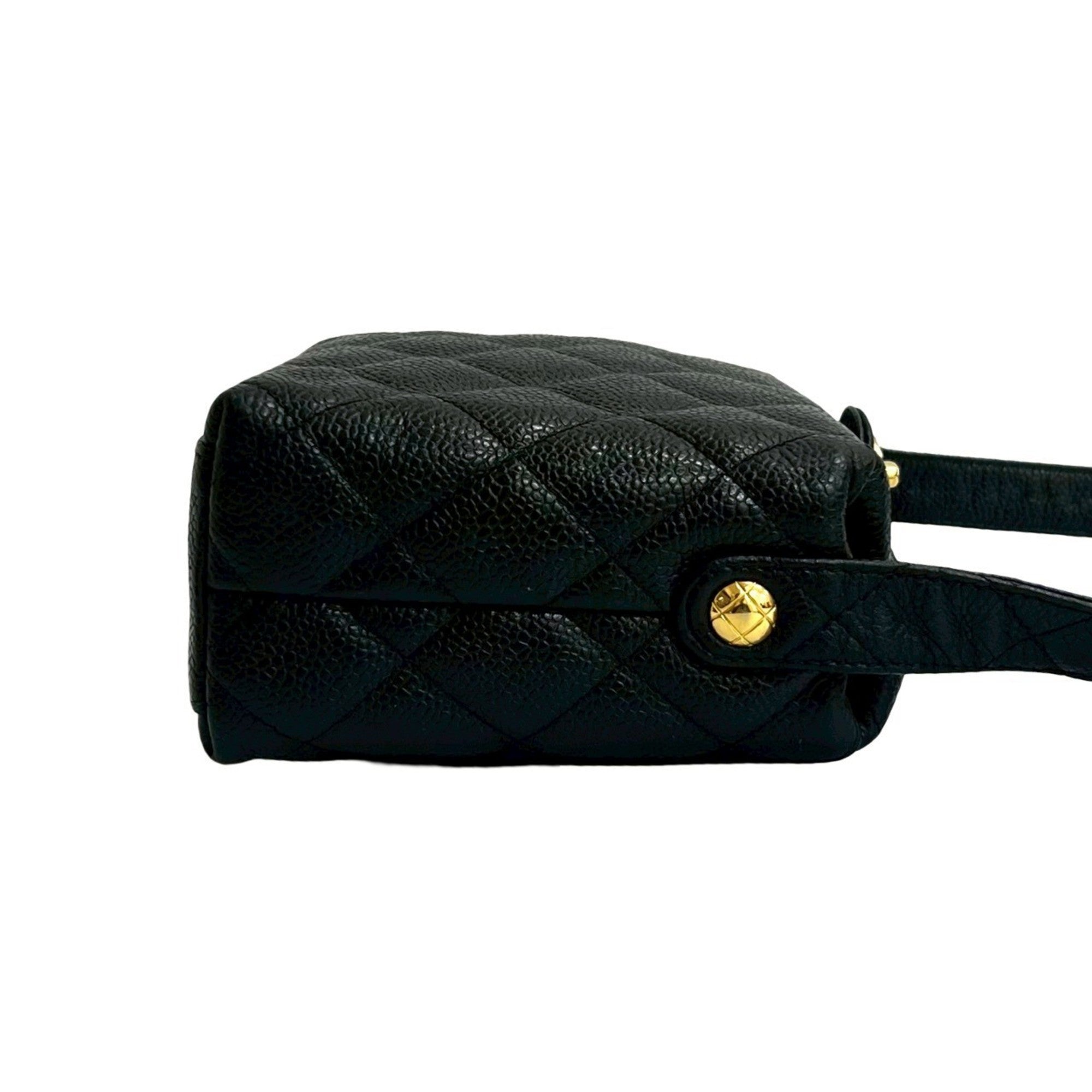 Vintage CC Flap Shoulder Bag Quilted Caviar Small