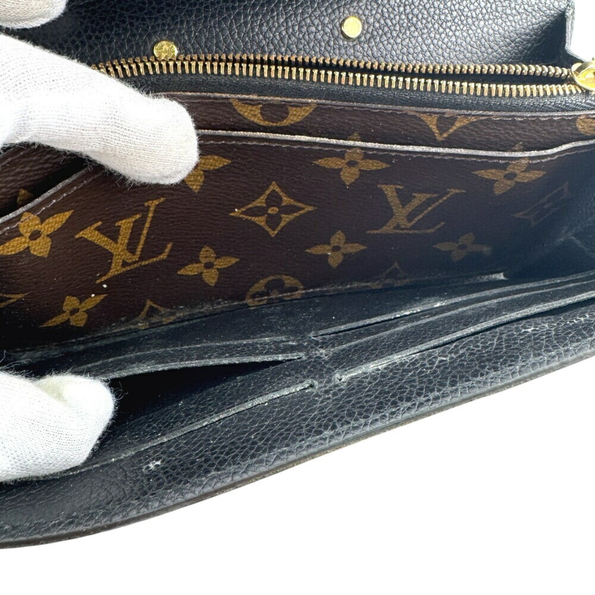 Louis Vuitton Black Brown Monogram Monogram Leather Long Wallet (Bi-Fold) (Pre-Owned)