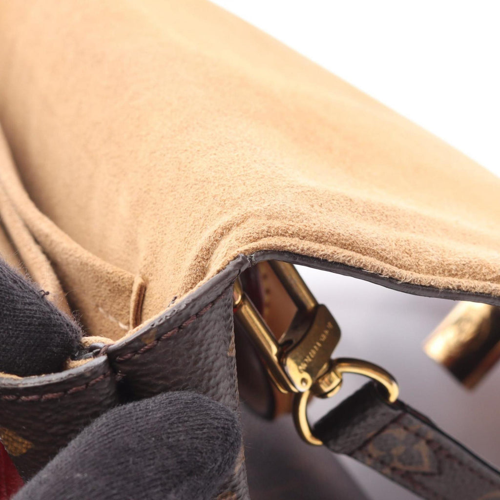 Louis Vuitton Brown Red Color Coated Canvas Leather Handbag (Pre-Owned)