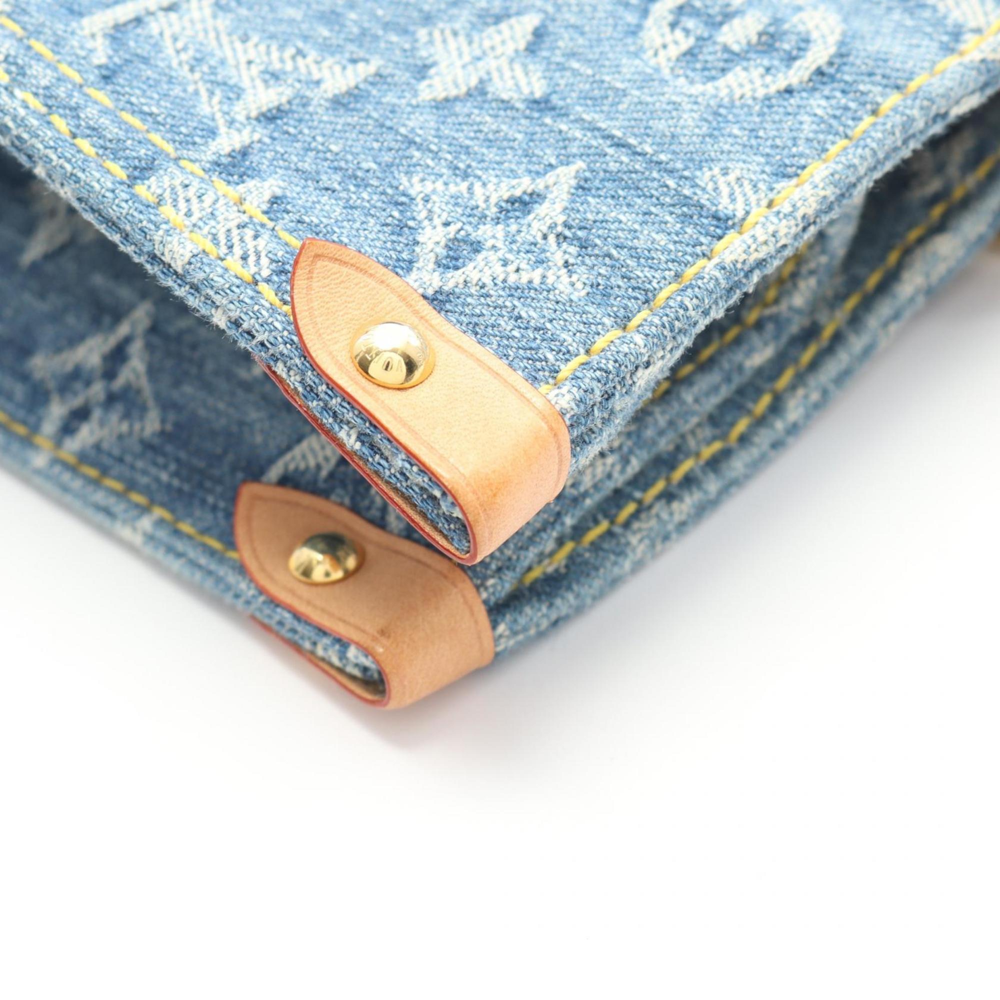 Louis Vuitton Blue Monogram Denim Denim Leather Tote Bag (Pre-Owned)