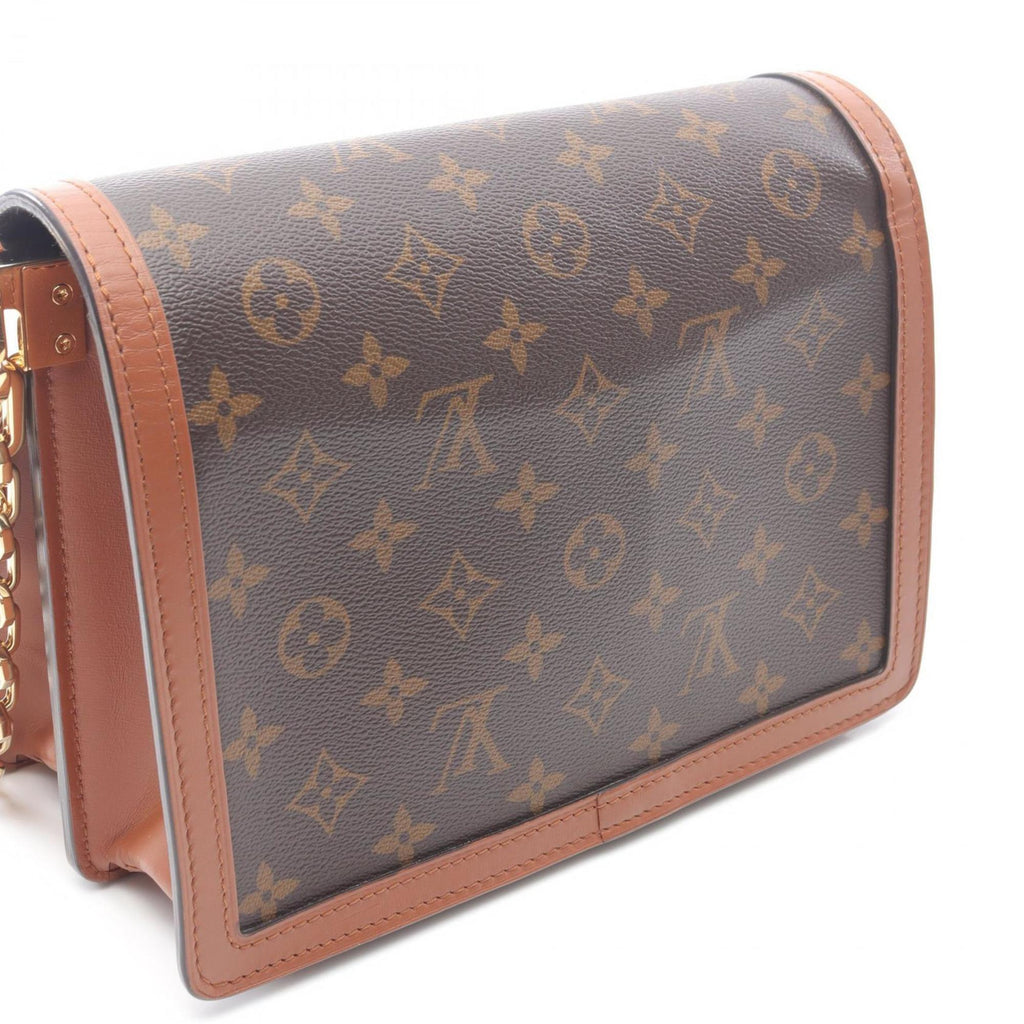 Louis Vuitton Beige Brown Coated Canvas Leather Shoulder Bag (Pre-Owned)