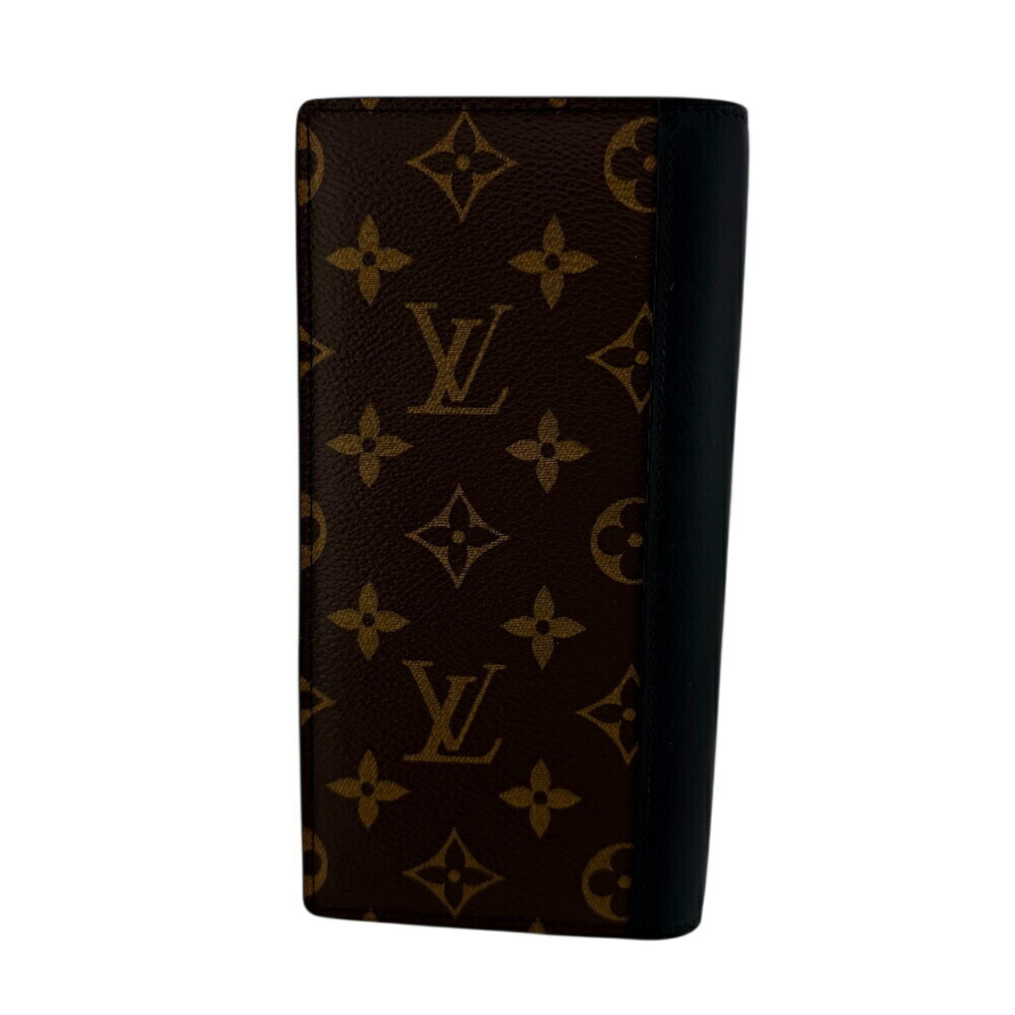 Louis Vuitton Monogram Macassar Brown Leather Long Wallet (Bi-Fold) (Pre-Owned)