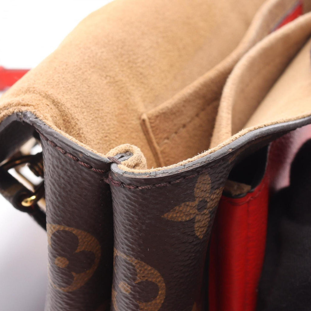Louis Vuitton Brown Red Color Coated Canvas Leather Handbag (Pre-Owned)