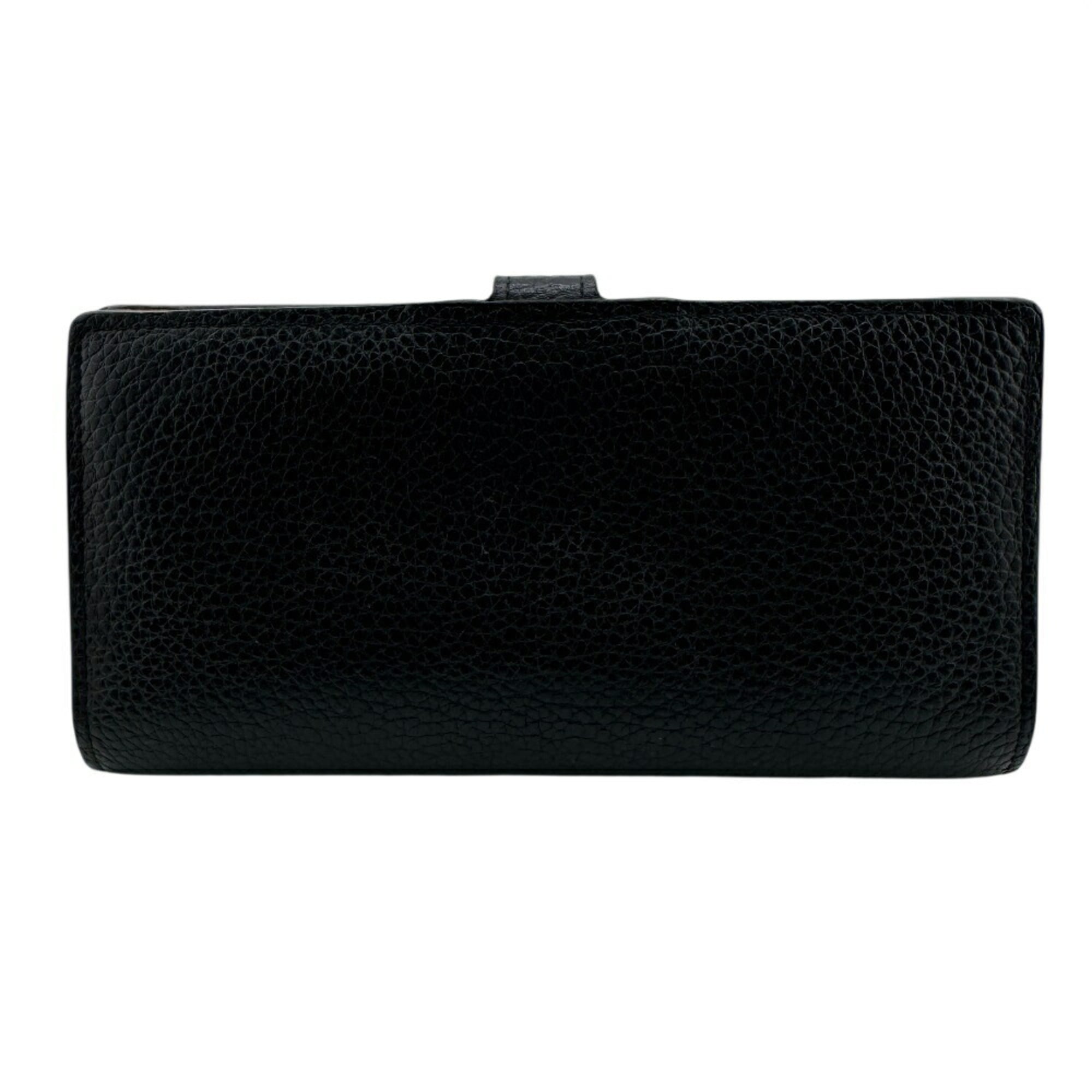 Louis Vuitton Black Leather Long Wallet (Bi-Fold) (Pre-Owned)