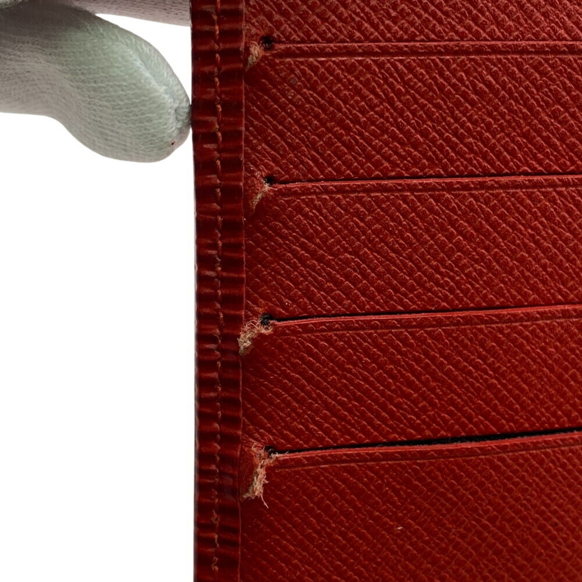 Louis Vuitton Castilian Red Red Color Leather Wallet (Bi-Fold) (Pre-Owned)