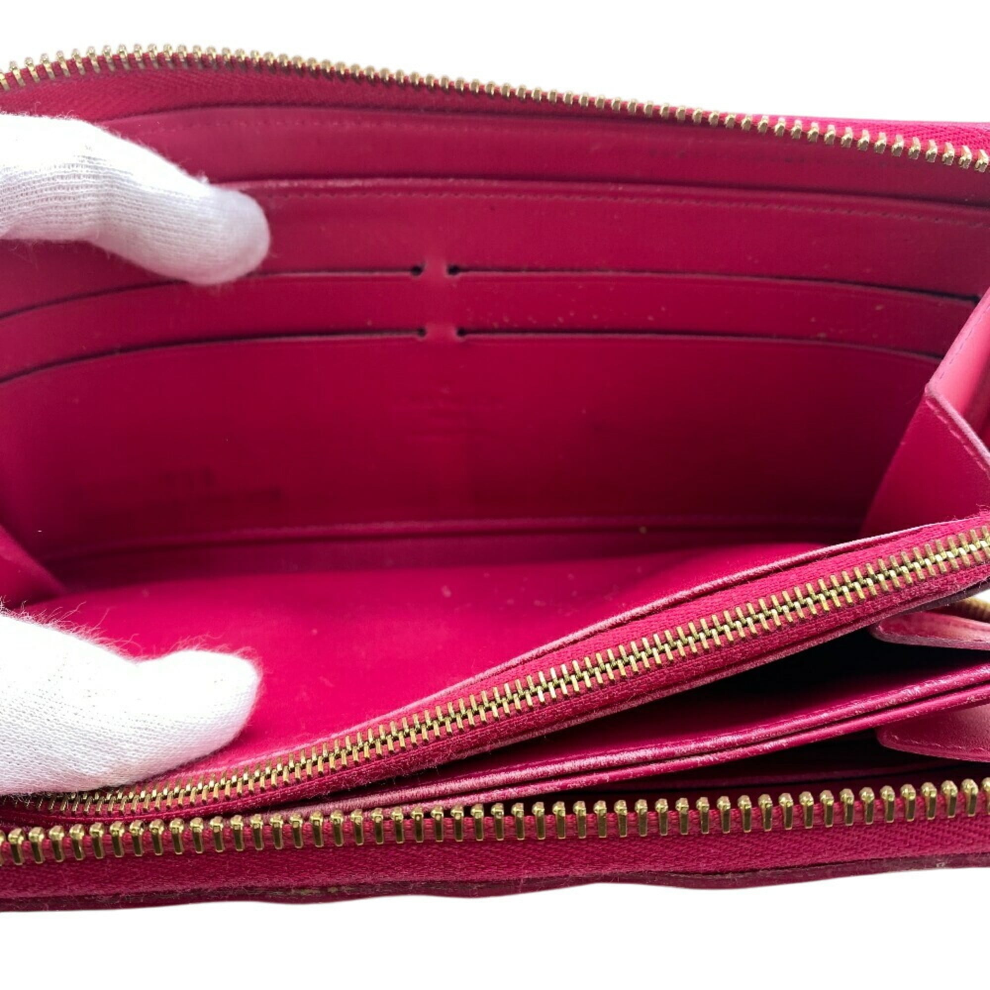 Louis Vuitton Pink Red Color Vernis Leather Long Wallet (Bi-Fold) (Pre-Owned)
