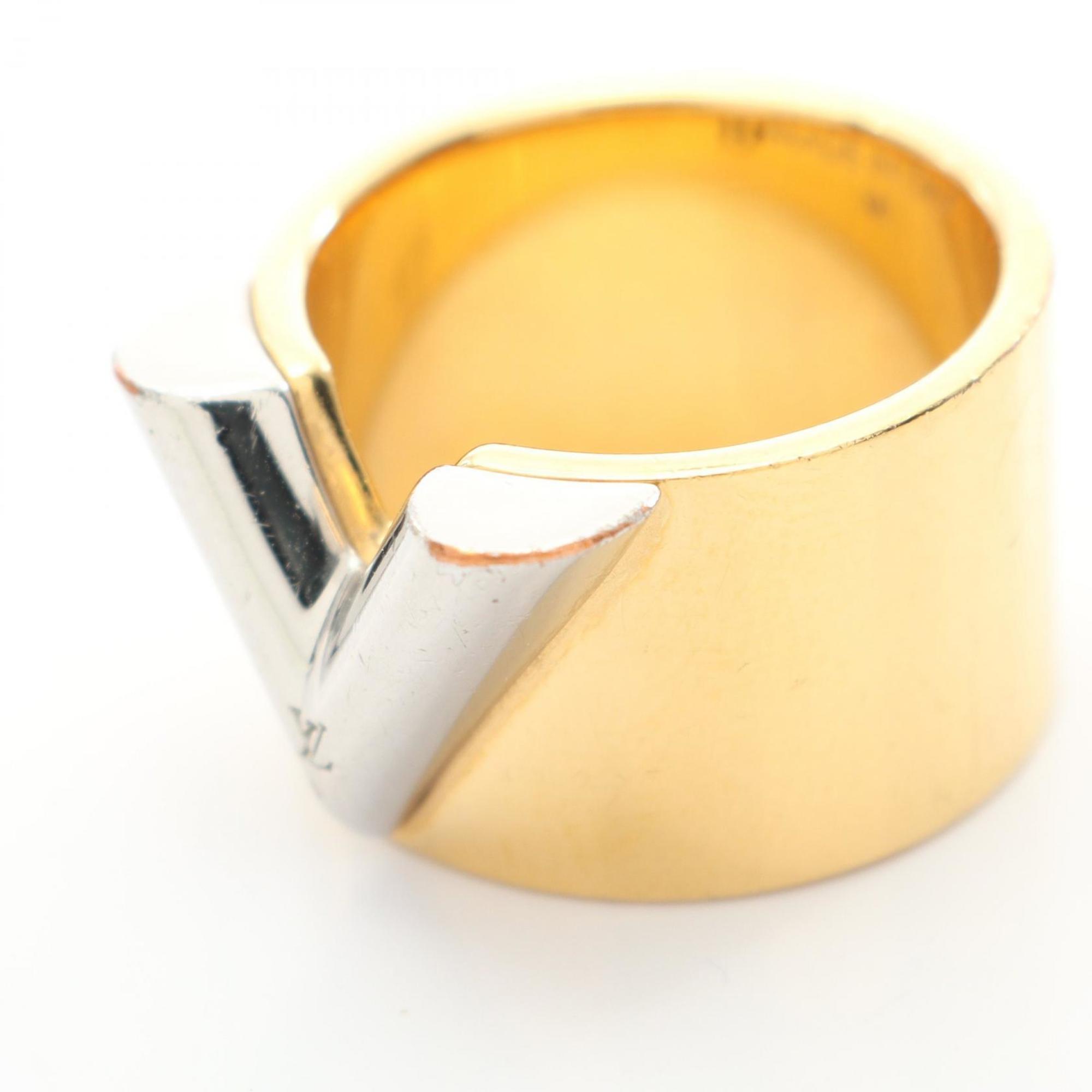 Louis Vuitton Gold Silver Gold Plating Stainless Steel Band Ring (Pre-Owned)