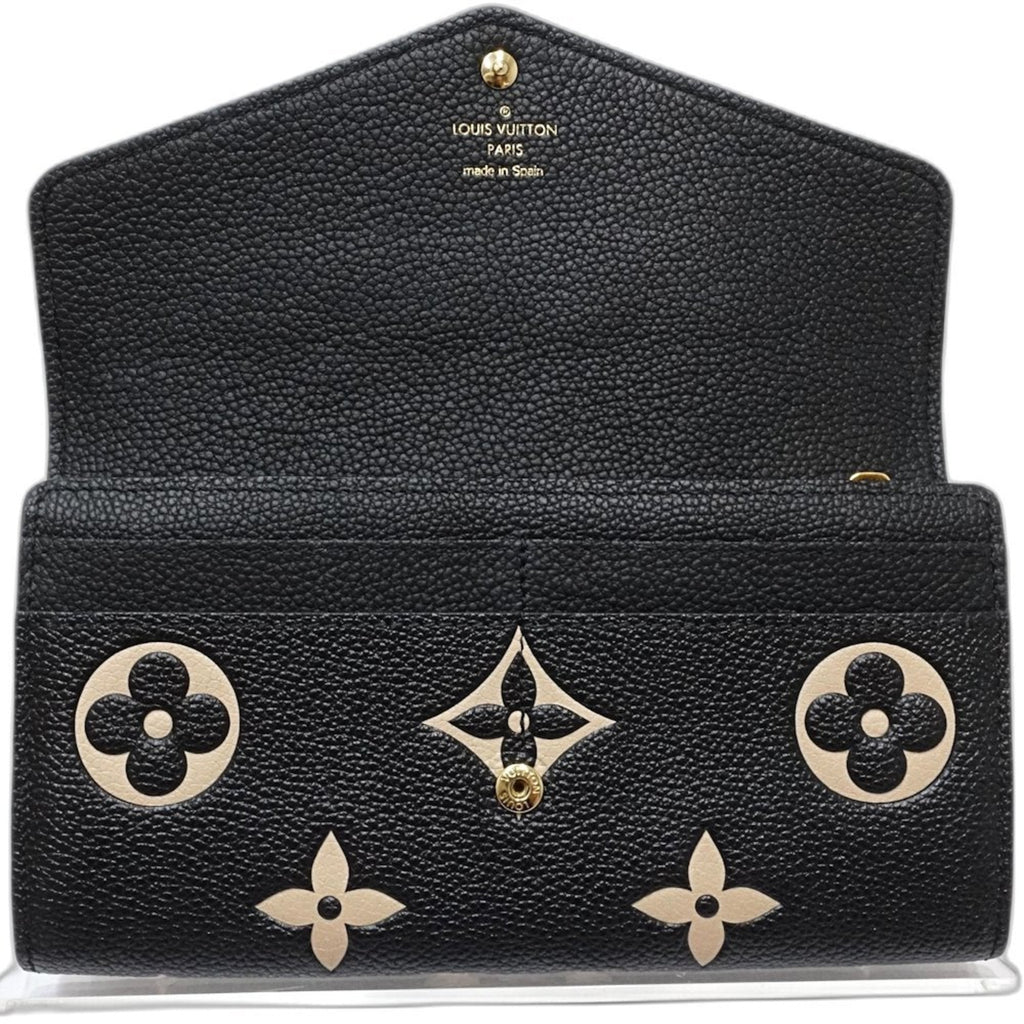 Louis Vuitton Beige Black Monogram Empreinte Long Wallet (Bi-Fold) (Pre-Owned)