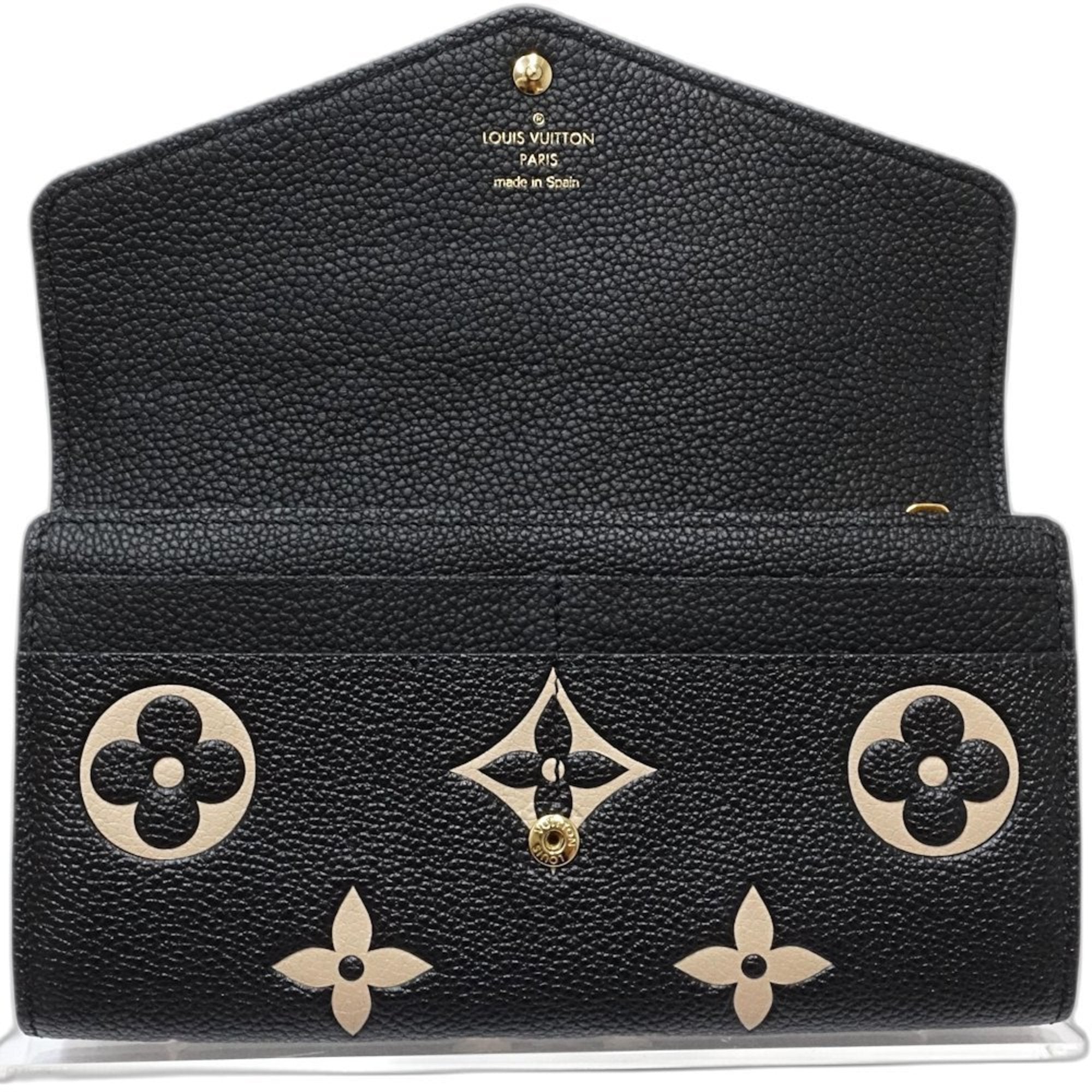 Louis Vuitton Beige Black Monogram Empreinte Long Wallet (Bi-Fold) (Pre-Owned)
