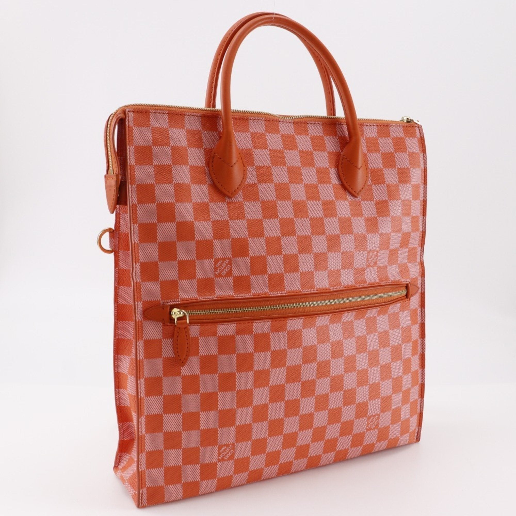 Louis Vuitton Orange Pimont Damier Canvas Handbag Tote Bag (Pre-Owned)