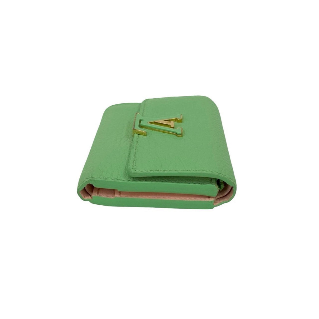 Louis Vuitton Green Pink Leather Wallet (Tri-Fold) (Pre-Owned)