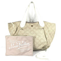 Louis Vuitton Beige White Canvas Leather Shoulder Bag Tote Bag (Pre-Owned)