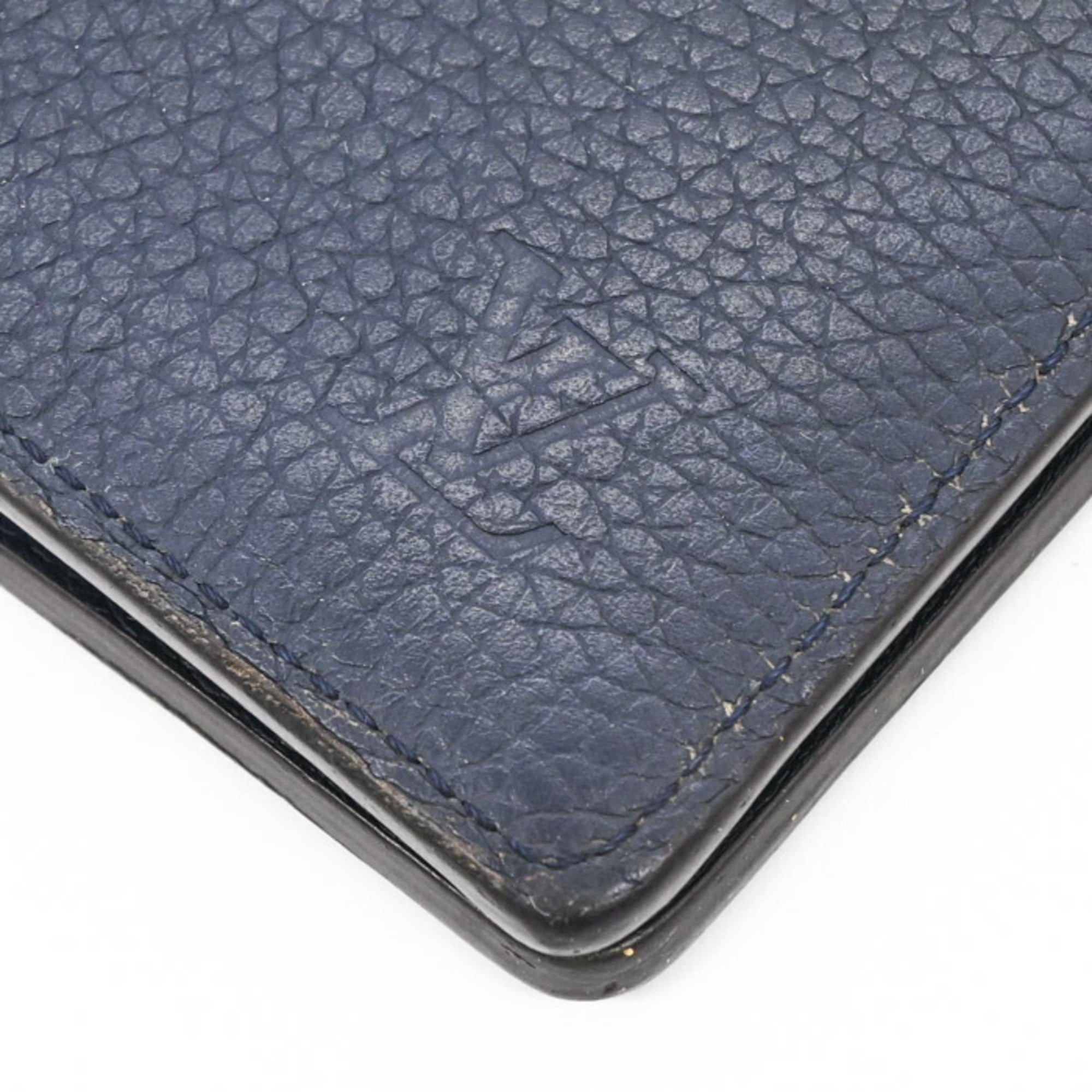Louis Vuitton Navy Leather Long Wallet (Bi-Fold) (Pre-Owned)