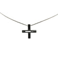 Cutout G Cross Pendant Necklace Ruthenium and Sterling Silver