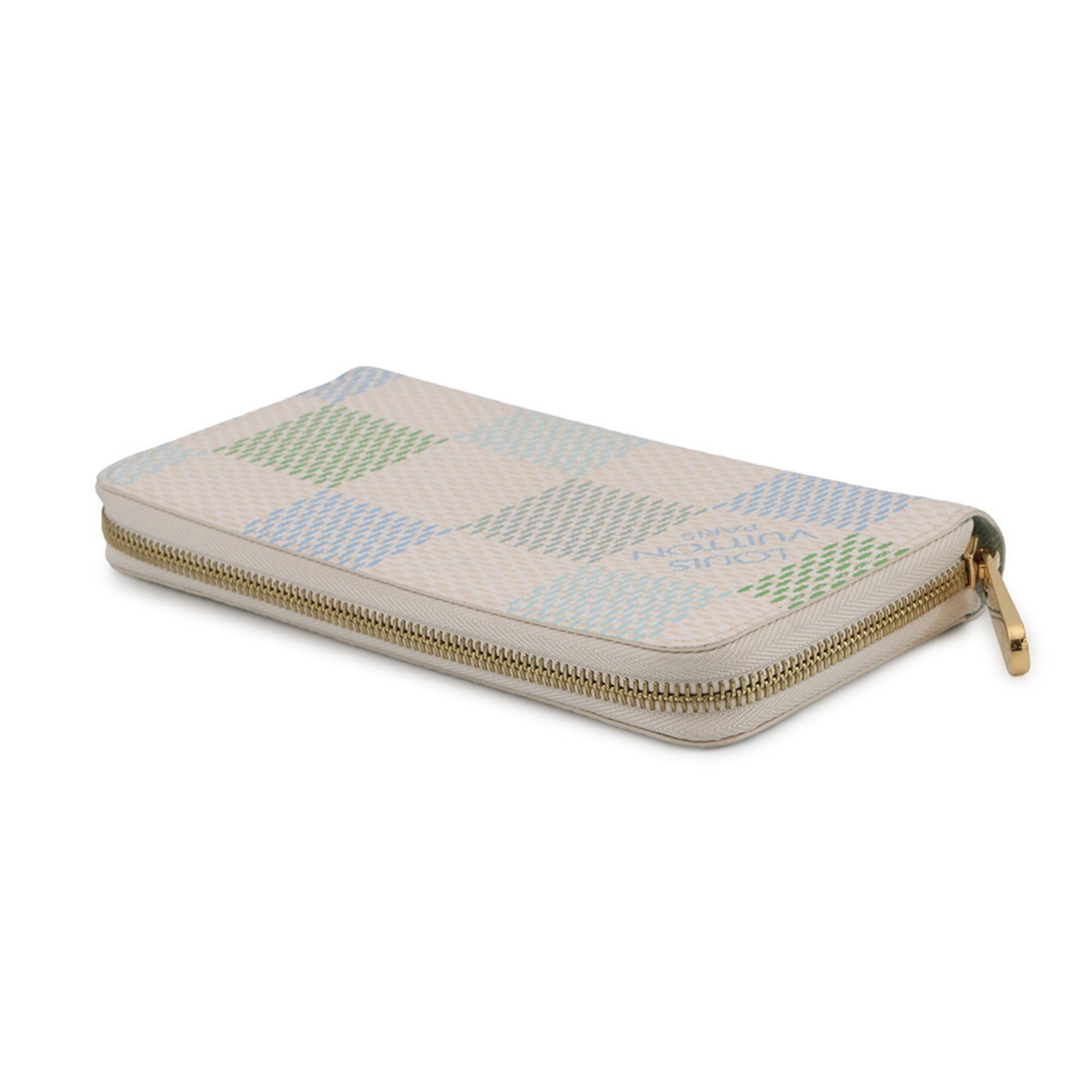 Louis Vuitton Beige Light Green Long Wallet (Bi-Fold) (Pre-Owned)