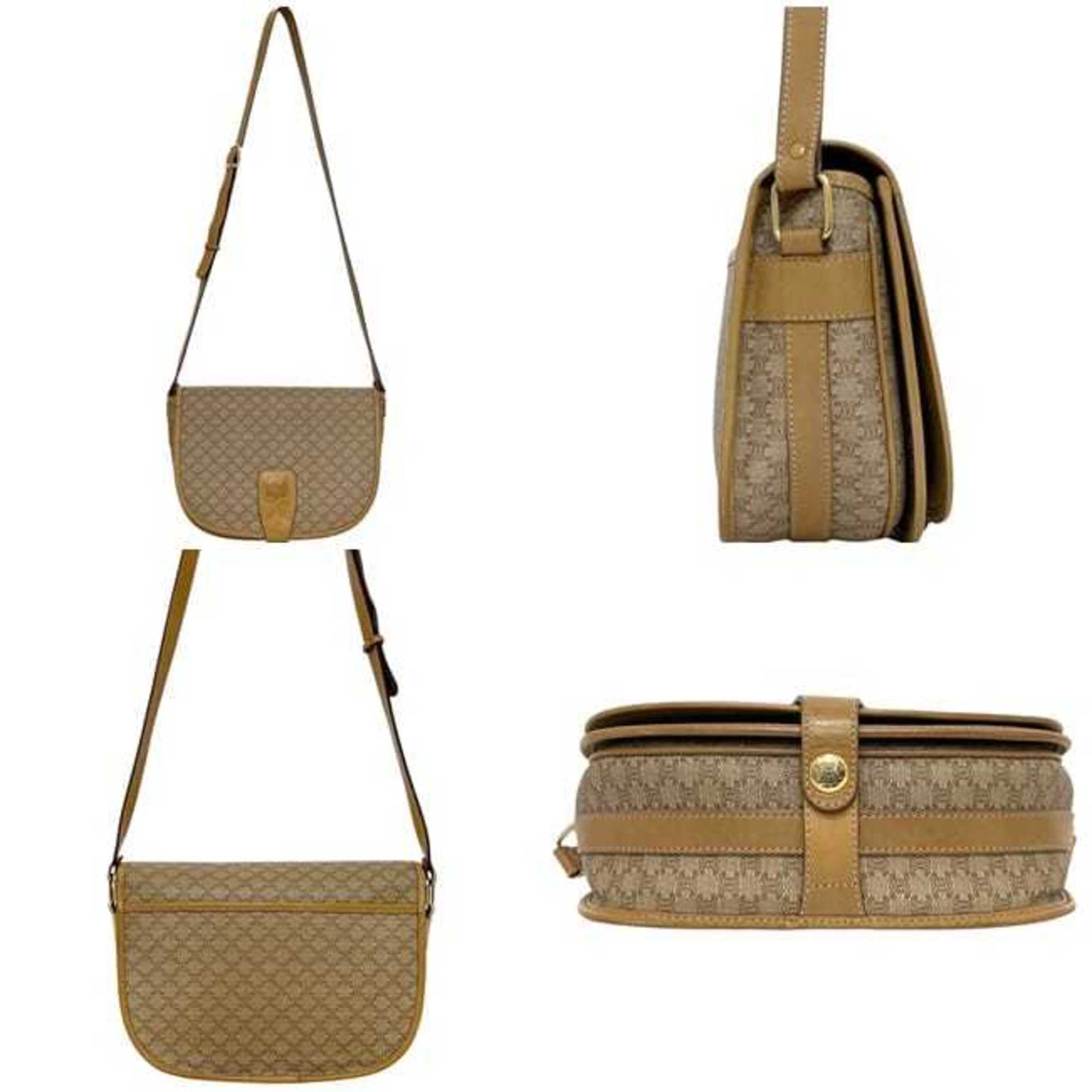 Vintage Saddle Flap Shoulder Bag Macadam Coated Canvas Small