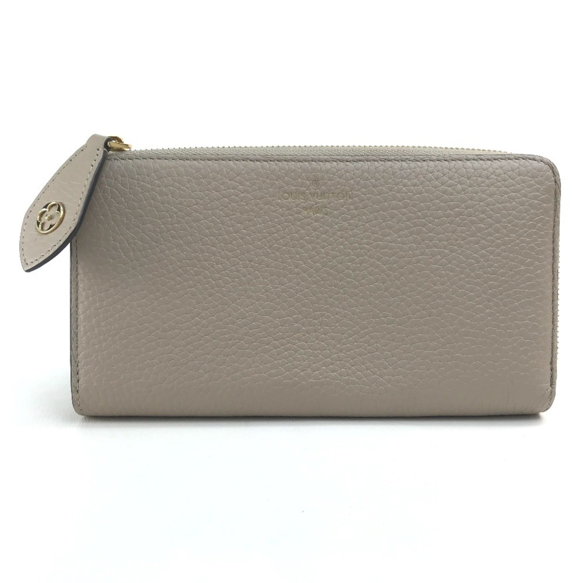 Louis Vuitton Monogram Beige Leather Long Wallet (Bi-Fold) (Pre-Owned)