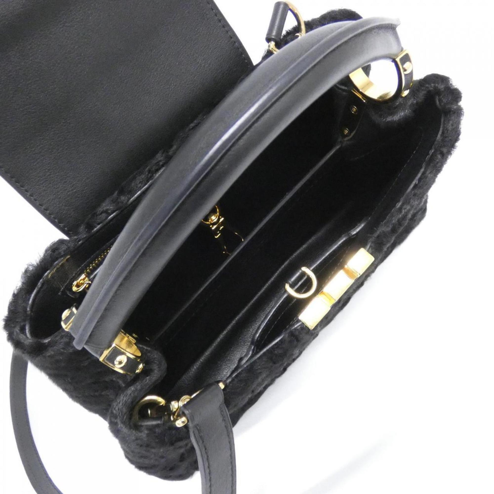 Louis Vuitton Black Fur Leather Handbag (Pre-Owned)