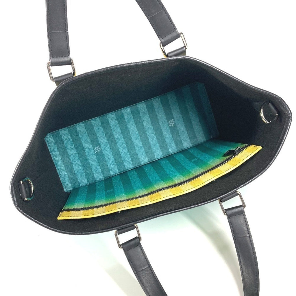 Louis Vuitton Black Green Yellow Leather Canvas Handbag Shoulder Bag Tote Bag (Pre-Owned)
