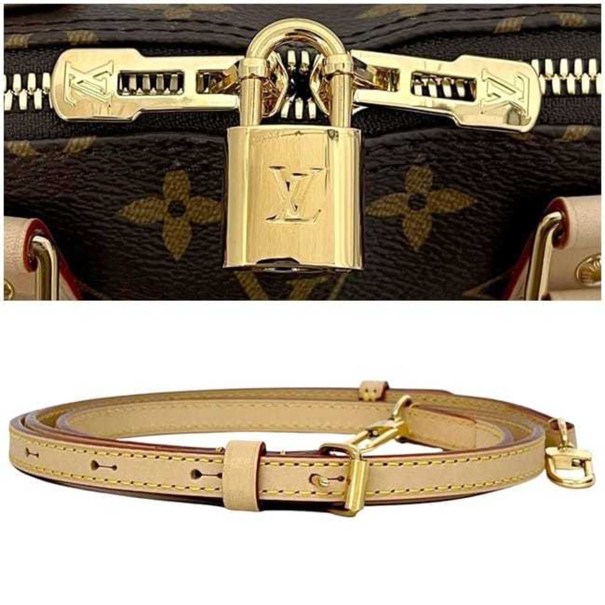 Louis Vuitton Brown Monogram Canvas Leather Handbag Shoulder Bag (Pre-Owned)