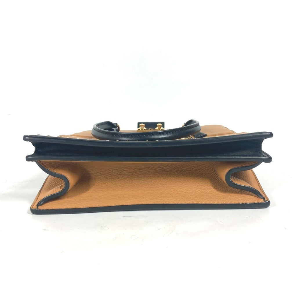Louis Vuitton Beige Black Leather Handbag Tote Bag (Pre-Owned)