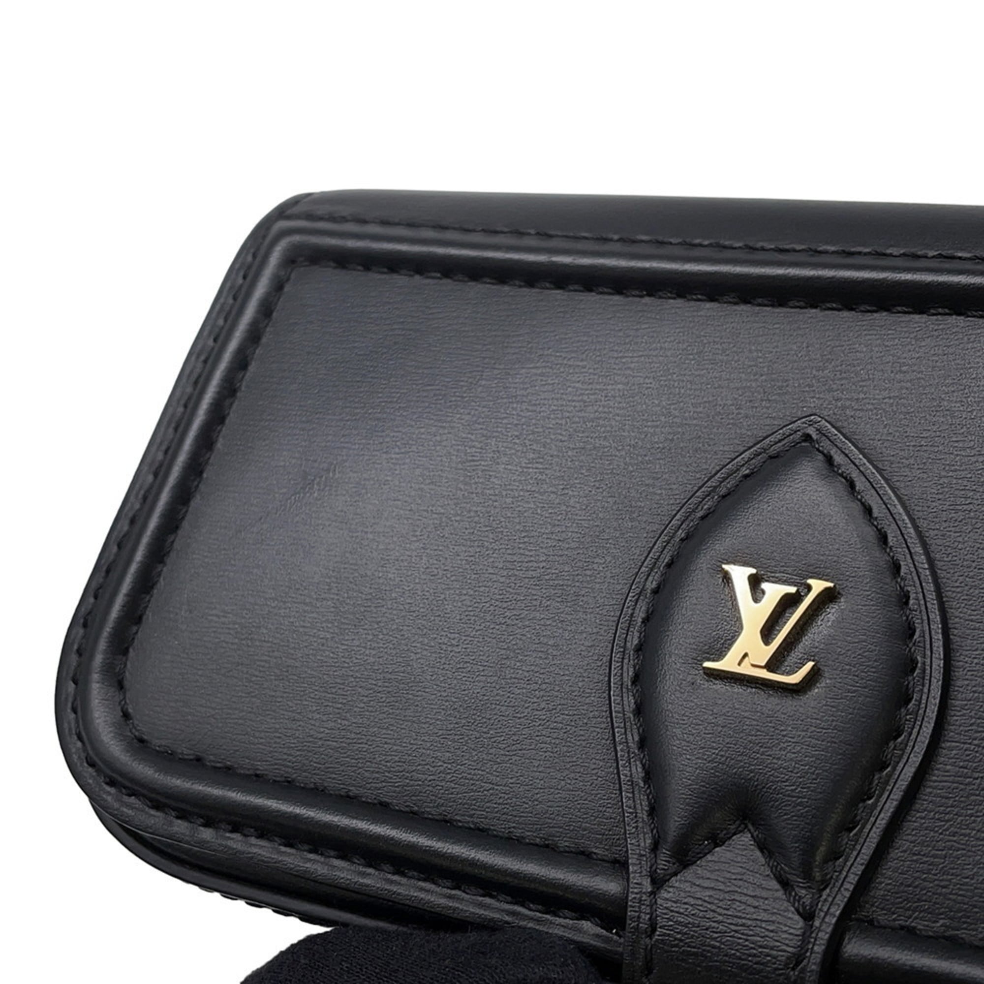 Louis Vuitton Noir Leather Shoulder Bag (Pre-Owned)