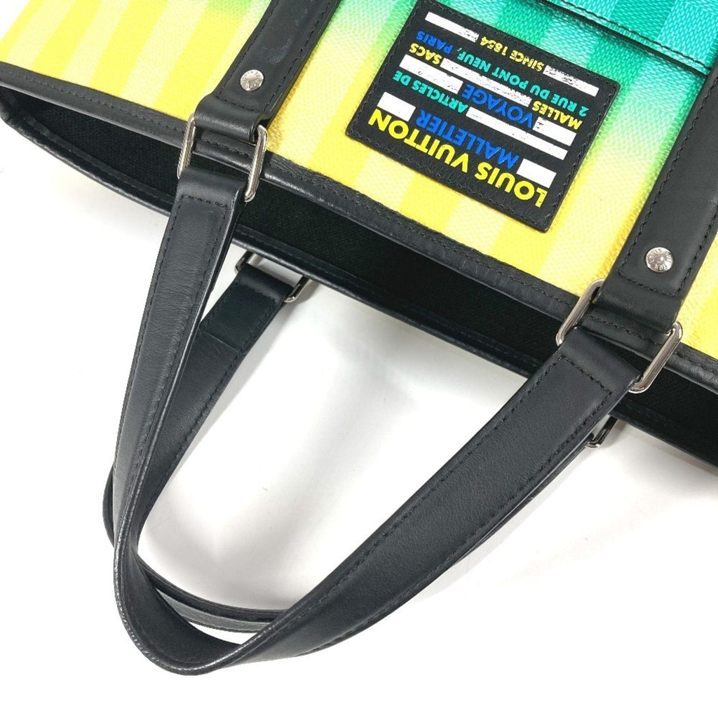 Louis Vuitton Black Green Yellow Leather Canvas Handbag Shoulder Bag Tote Bag (Pre-Owned)