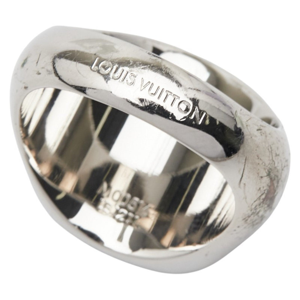 Louis Vuitton Silver Brown Band Ring (Pre-Owned)