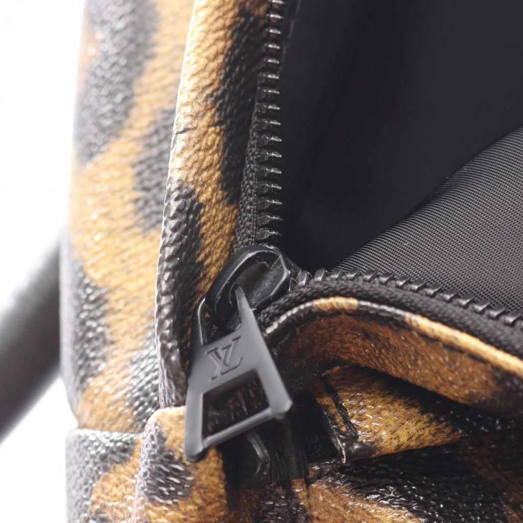 Louis Vuitton Black Brown Coated Canvas Leather Backpack (Pre-Owned)