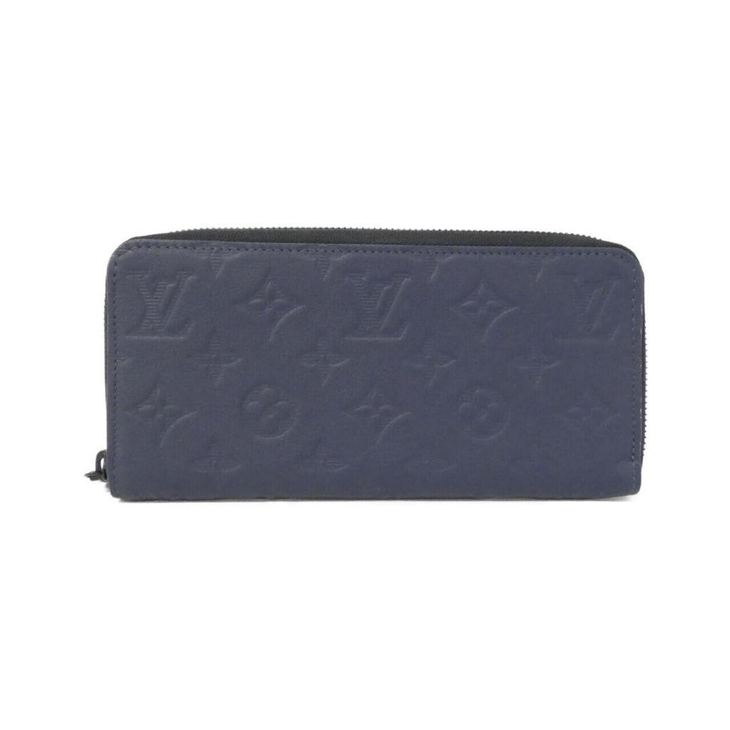 Louis Vuitton Monogram Shadow Navy Leather Long Wallet (Bi-Fold) (Pre-Owned)