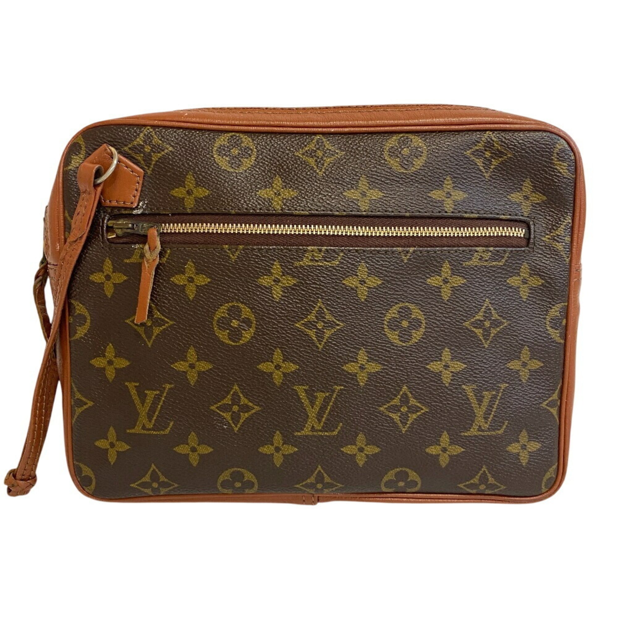 Louis Vuitton Brown Monogram Leather Clutch Bag (Pre-Owned)