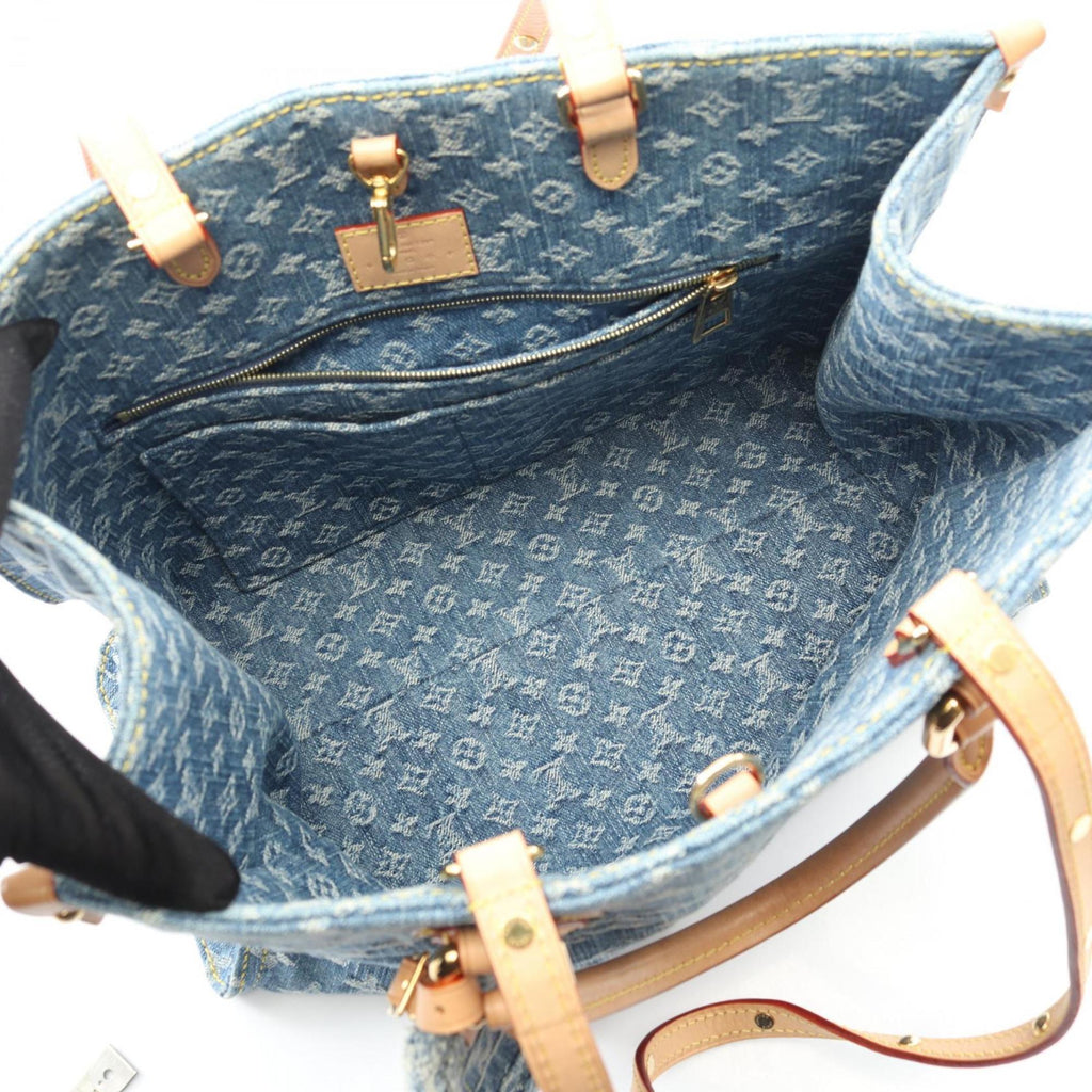 Louis Vuitton Blue Monogram Denim Denim Leather Tote Bag (Pre-Owned)