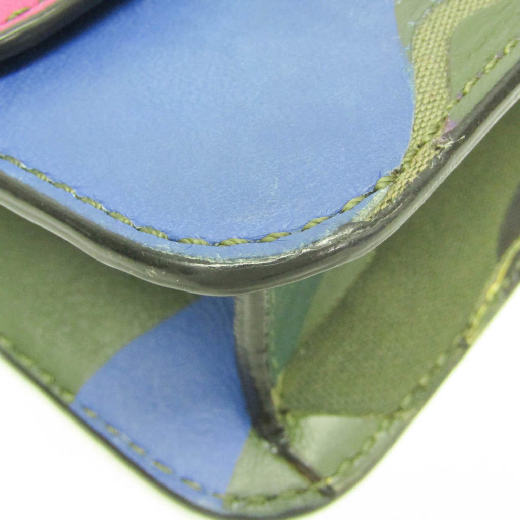 Glam Lock Shoulder Bag Camo Leather and Canvas Mini